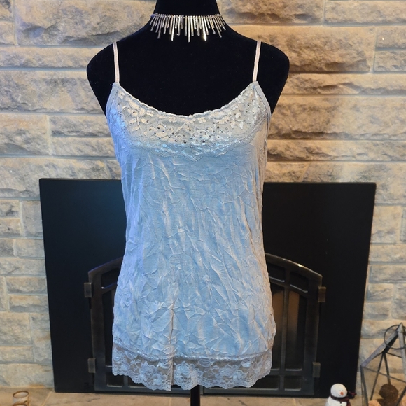 Maurices Tops - Maurices Silver Lace Trim & Silver Studded Neckline Camisole. Size Small